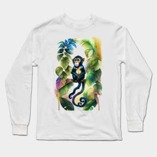 a lonely monkey in the green nature Long Sleeve T-Shirt